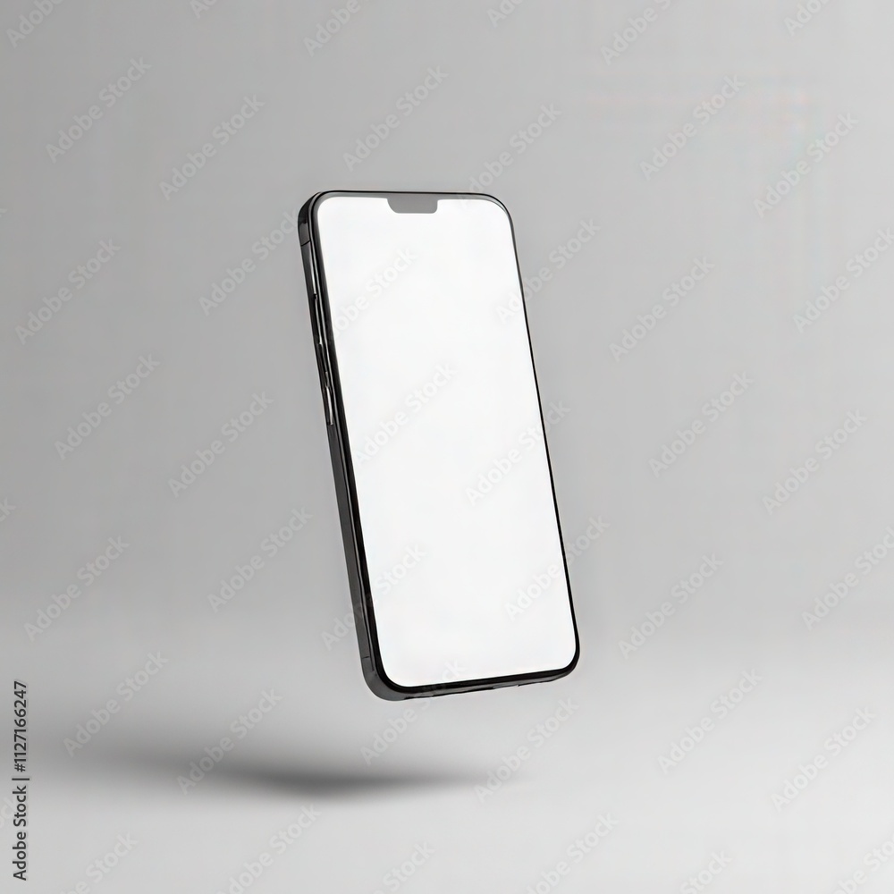 Floating smartphone mockup with a blank screen and soft lighting, suspended mid-air against a clean and elegant background. Floating smartphone mockup with a blank screen and soft lighting, suspended mid-air against a clean and elegant background.