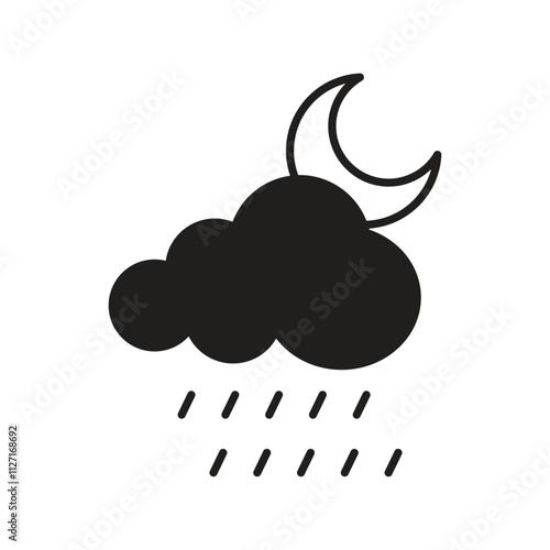 raining nihgt glyph icon with white background vector stock illustration