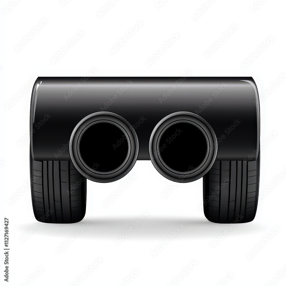 sleek black exhaust pipe with dual outlets and tires, showcasing modern automotive design. This emphasizes functionality and style in vehicle components sleek black exhaust pipe with dual outlets and tires, showcasing modern automotive design. This emphasizes functionality and style in vehicle components