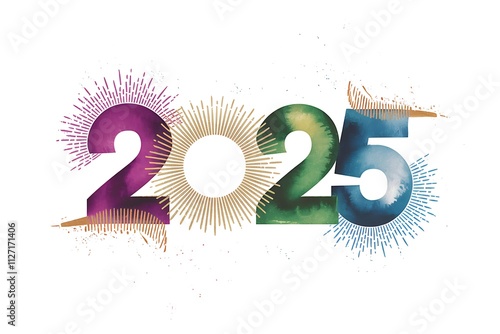 Watercolor Two Thousand Twenty Five New Year Design photo