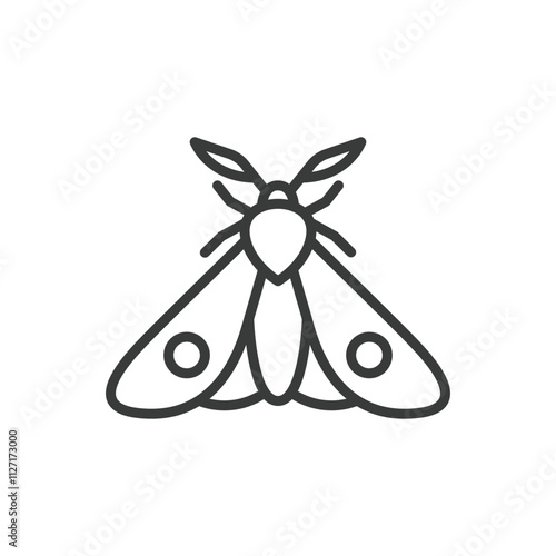 Moth, icon in line design. Moth, insect, wings, nature, butterfly, nocturnal, flight on white background vector. Moth, editable stroke icon