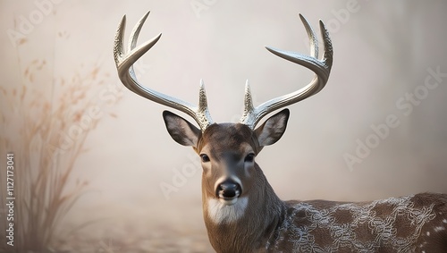 Majestic Whitetail Buck In Misty Autumn Setting photo