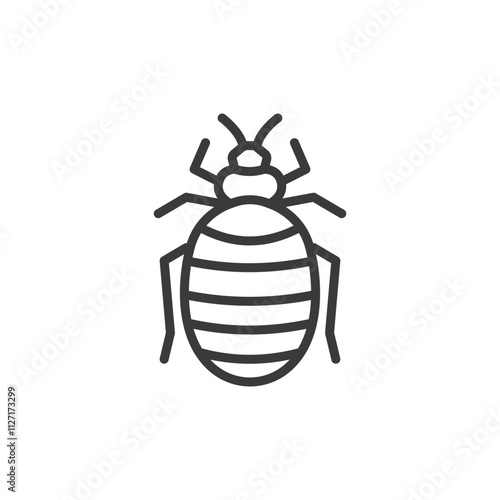 Bed bug, icon in line design. Bed, bug, pest, insect, infestation, bite, mattress on white background vector. Bed bug, editable stroke icon