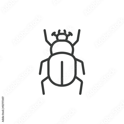 Beetle, icon in line design. Beetle, insect, bug, wings, shell, legs, carapace on white background vector. Beetle, editable stroke icon