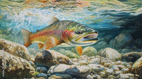 Wallpaper Mural catch of a beautiful rainbow trout by a fly fisherman in Montana Torontodigital.ca