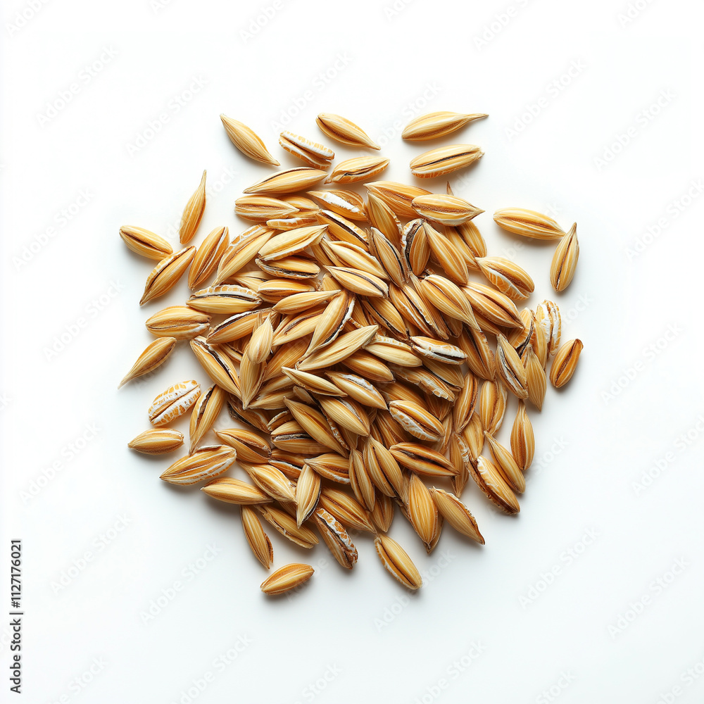 Pile unpeeled oat grains isolated on white
Pile unpeeled oat grains isolated on white