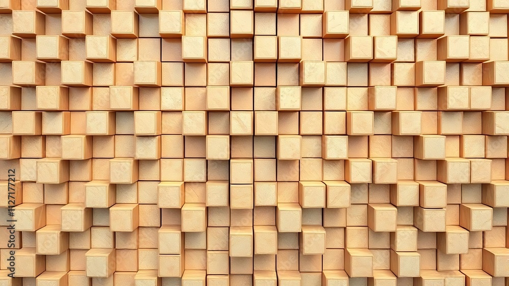 custom made wallpaper toronto digitalAbstract light brown wood cube pattern background.