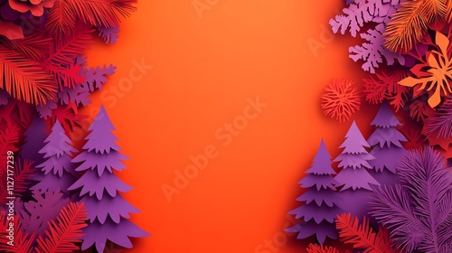 Christmas Balls, Garlands, Tree and Decorations, Santa Claus, Formed With Paper Cut Art, Abstract Image, Texture, Pattern Background, Wallpaper, Cover and Screen of Smartphone, PC, Laptop