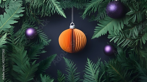 Christmas Balls, Garlands, Tree and Decorations, Santa Claus, Formed With Paper Cut Art, Abstract Image, Texture, Pattern Background, Wallpaper, Cover and Screen of Smartphone, PC, Laptop