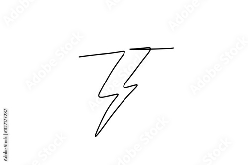 Lightning electric power in continuous one line art drawing.