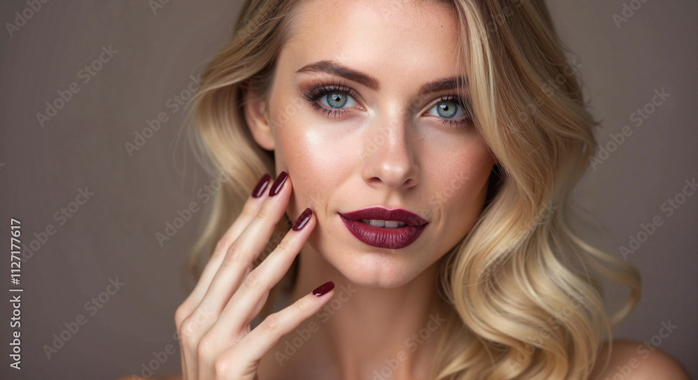 Portrait of a Blonde Woman with Wavy Hair and Natural Makeup Portrait of a Blonde Woman with Wavy Hair and Natural Makeup