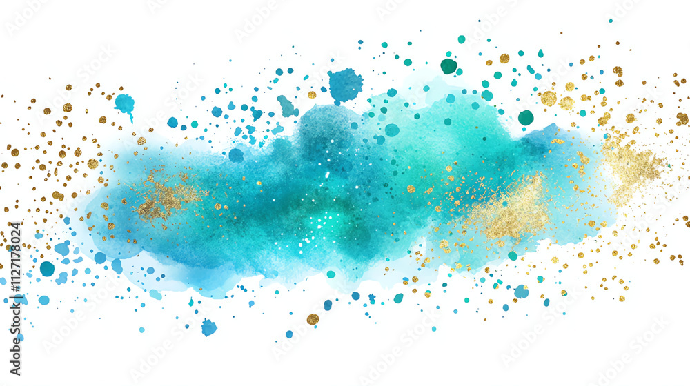 Obraz premium Abstract blue and gold watercolor hand painted background.
