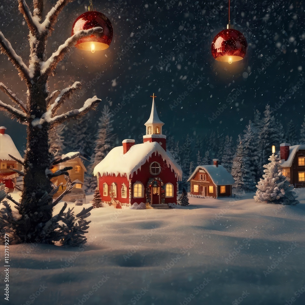Fototapeta premium Christmas house in the night