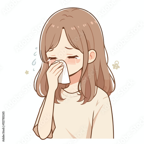 Vector of a child who is sad and crying