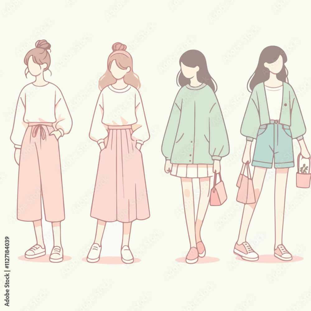 Vector of a charming and cute child with stylish clothes Vector of a charming and cute child with stylish clothes