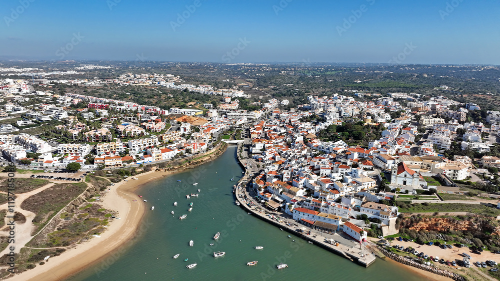 Fototapeta premium Aerial from the traditional village Ferragudo in the Algarve Portugal