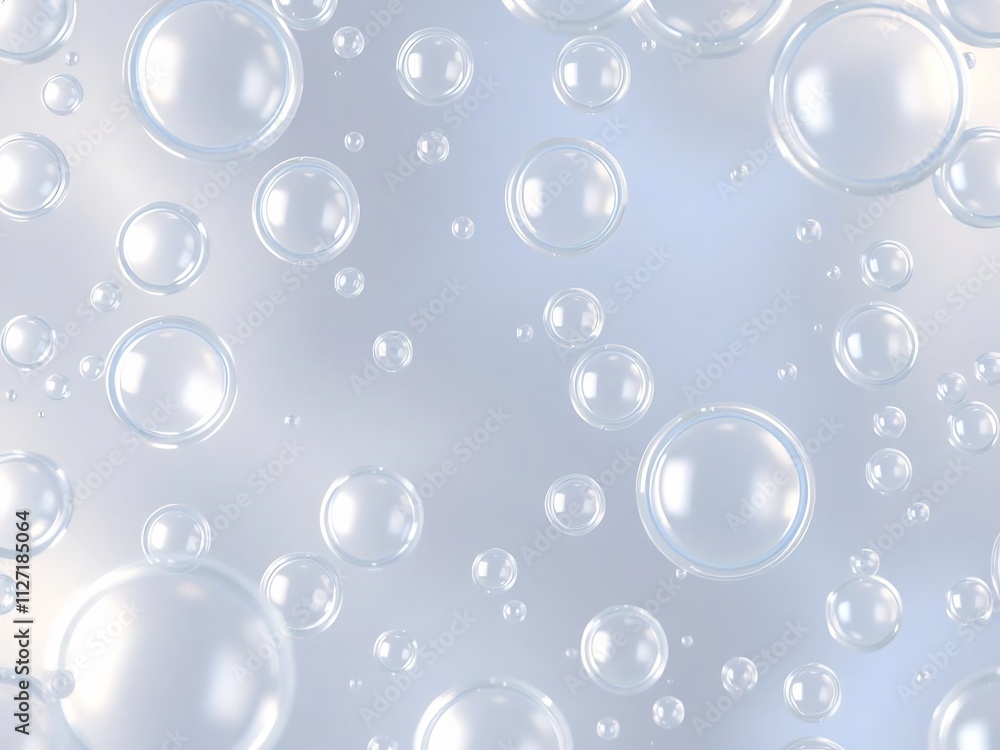 Abstract background with many translucent bubbles on a light gray backdrop. Abstract background with many translucent bubbles on a light gray backdrop.