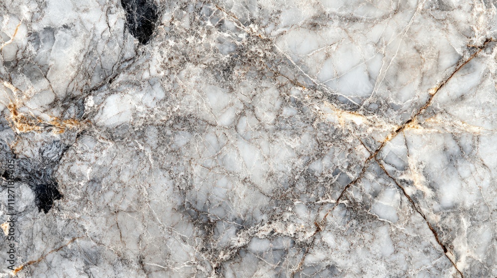 Fototapeta premium Natural grey and white marble surface with intricate veining pattern suitable for design projects