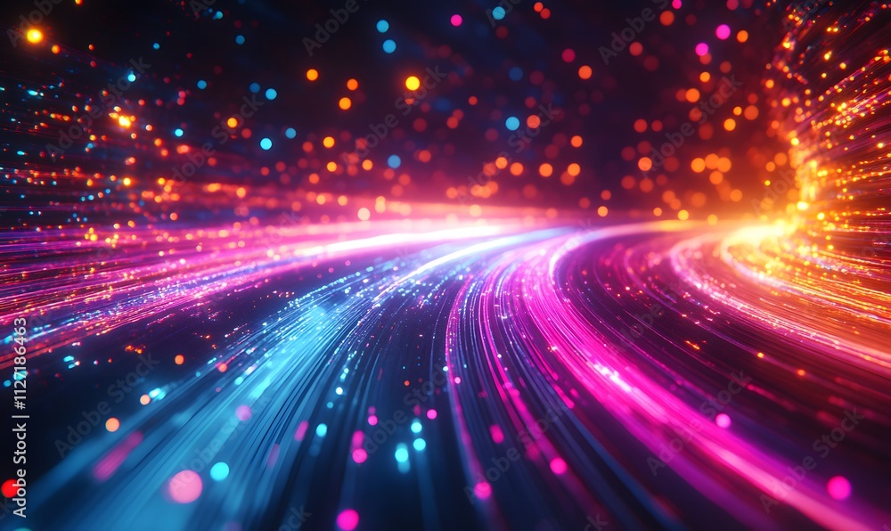A visually captivating illustration of data streaming rapidly through an advanced network A visually captivating illustration of data streaming rapidly through an advanced network