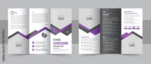 Kids back to school education admission trifold brochure design or Academic training center promotion template layout