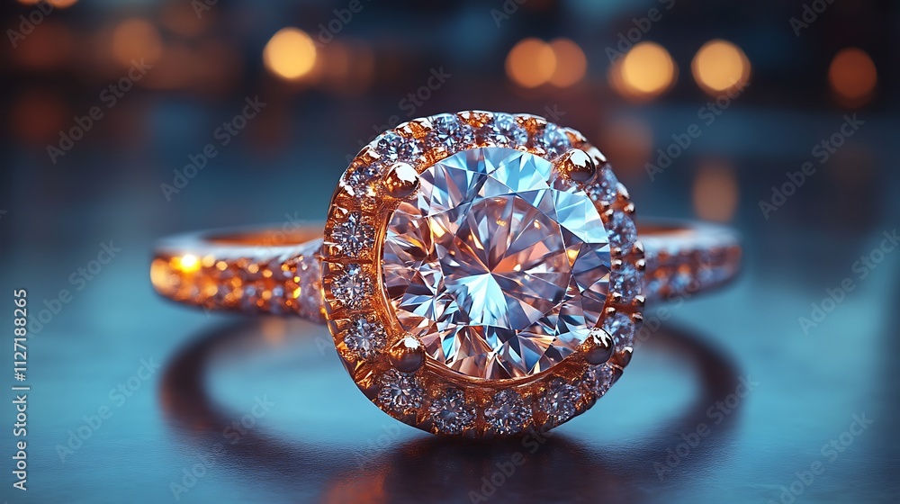 Sparkling Diamond Ring With Rose Gold Setting Sparkling Diamond Ring With Rose Gold Setting