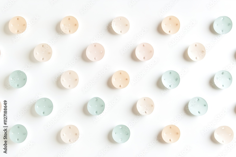 Pastel buttons pattern on white background Pastel buttons pattern on white background