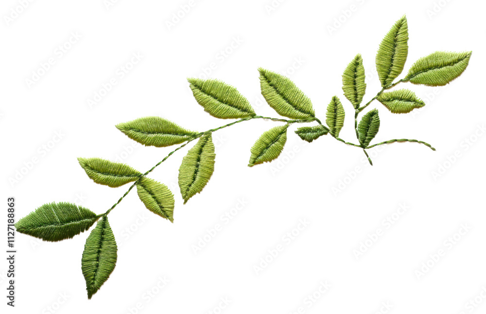PNG Leaf in embroidery style plant herbs freshness. PNG Leaf in embroidery style plant herbs freshness.
