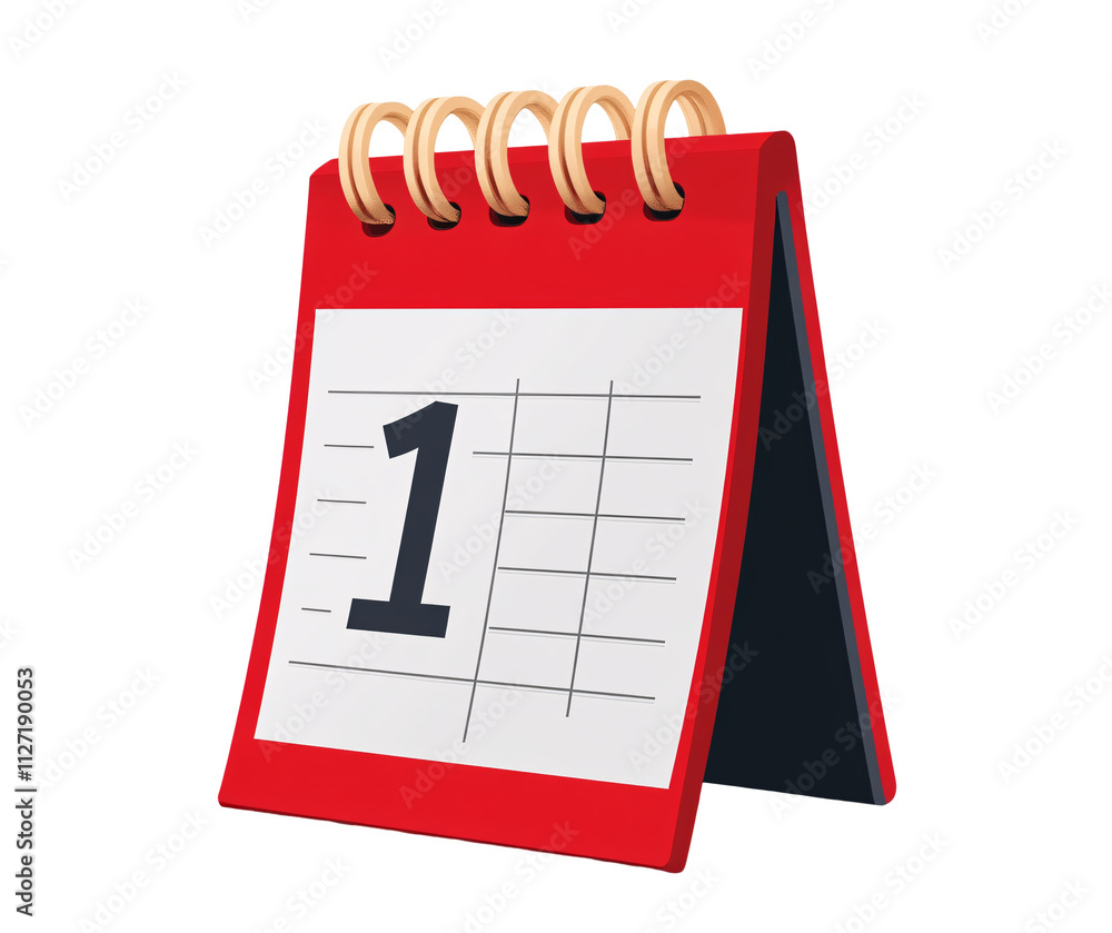 Icon of a calendar page showing January 1st on a white background Icon of a calendar page showing January 1st on a white background