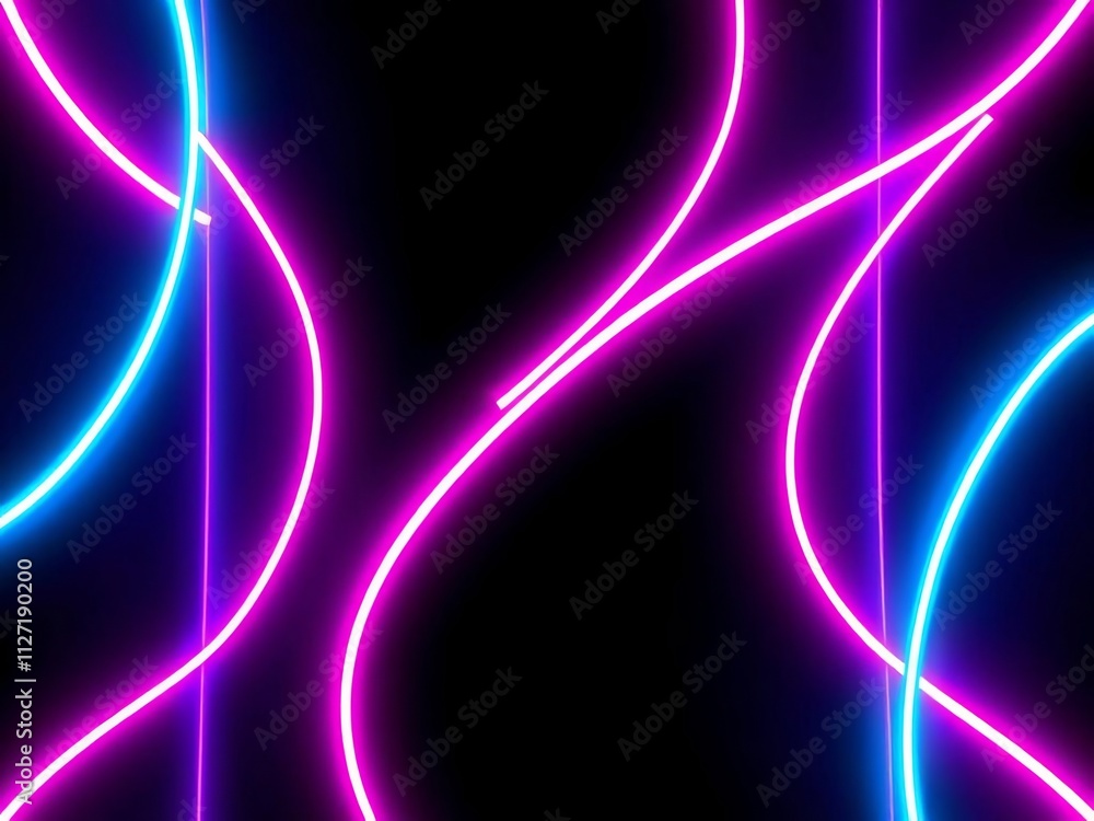 Abstract neon light curves on black background. Abstract neon light curves on black background.
