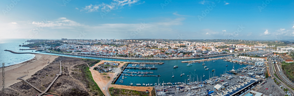 Obraz premium Aerial panorama from the city Lagos in Portugal