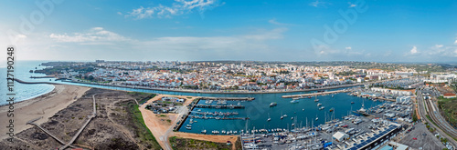 Aerial panorama from the city Lagos in Portugal