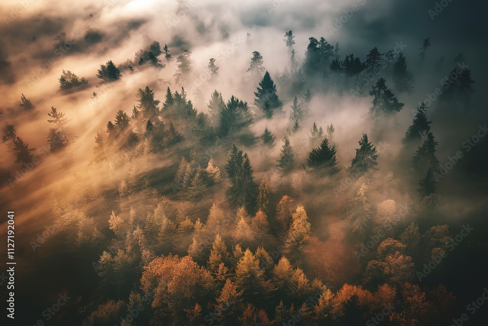Fototapeta premium A mesmerizing aerial photo of a dense forest
