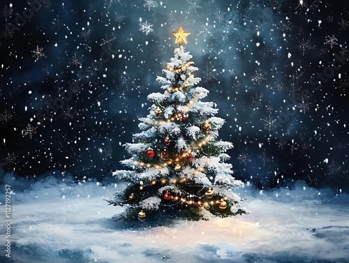 Wallpaper Mural Merry and happy new year greeting background .Winter landscape with snow and trees
 Torontodigital.ca