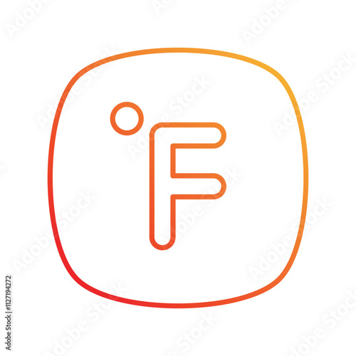 degree fahrenheit gradient icon with white background vector stock illustration