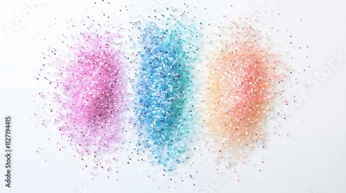 pastel color glitter scaterred isolated on white background