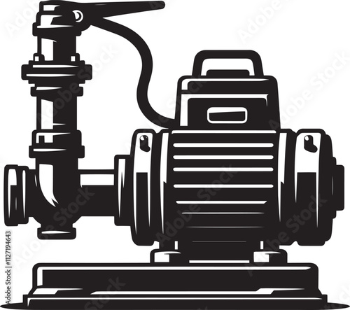 Water pump motor heavy machinery silhouette vector illustration isolated on a white background