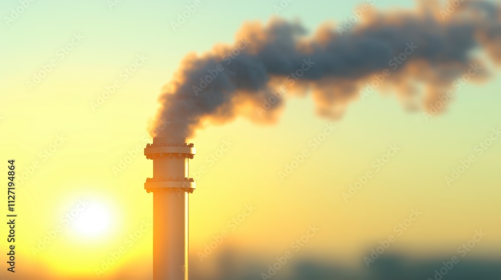 Industrial Smokestack at Sunrise Pollution Environment Energy Industrial Smokestack at Sunrise Pollution Environment Energy