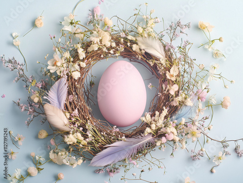 pink easter egg with white flower