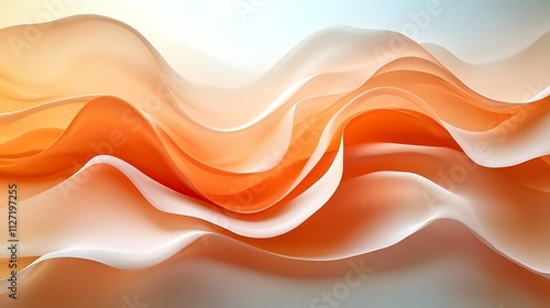 Abstract orange and white flowing fabric waves.