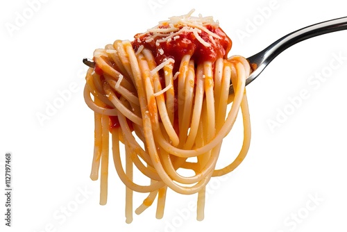 a forkful of steaming spaghetti with shiny noodles and a hint of tomato sauce