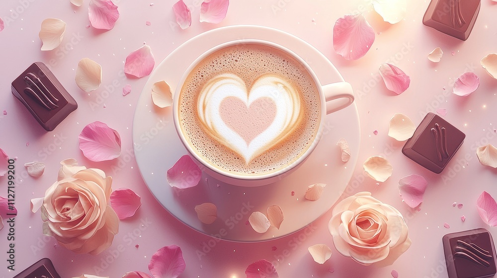Love-Filled Valentine Coffee Delight Cozy Cafe Digital Illustration Romantic Setting Aesthetic Angle Heartwarming Concept Love-Filled Valentine Coffee Delight Cozy Cafe Digital Illustration Romantic Setting Aesthetic Angle Heartwarming Concept