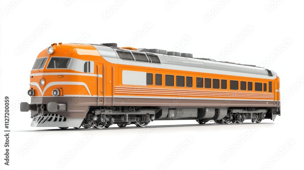 Modern passenger train in orange and gray, isolated on white background. Modern passenger train in orange and gray, isolated on white background.