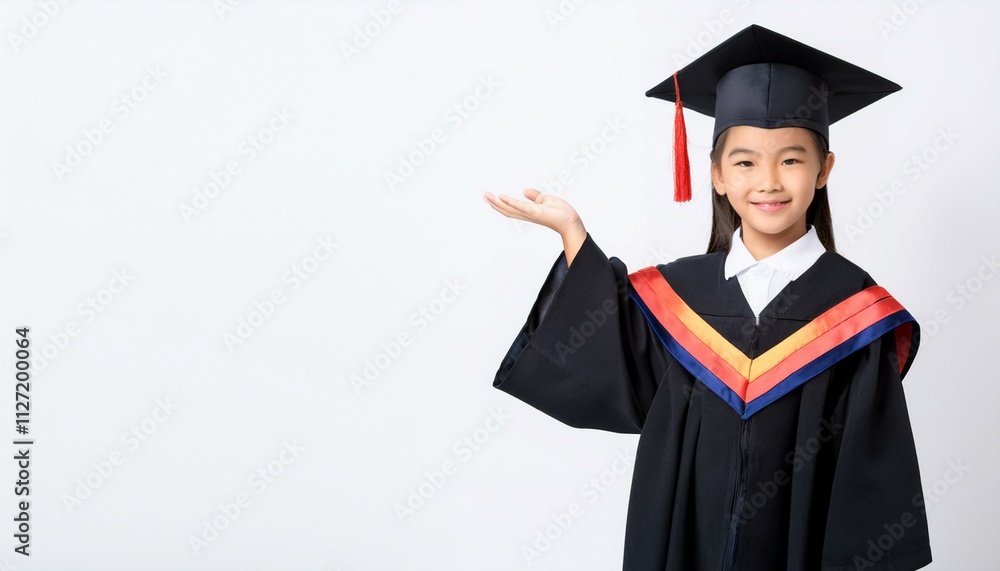 Smiling Graduate Girl Presenting