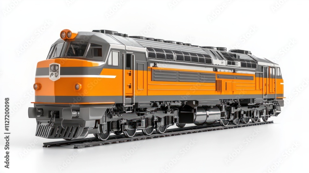 Modern passenger train in orange and gray, isolated on white background. Modern passenger train in orange and gray, isolated on white background.