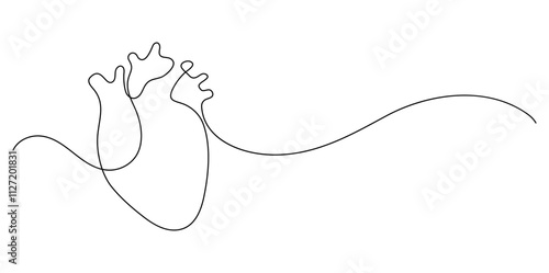 Human heart. Continuous line drawing. Frame boarder.