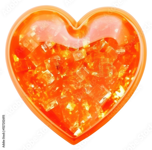 PNG Orange heart gemstone jewelry shape. photo