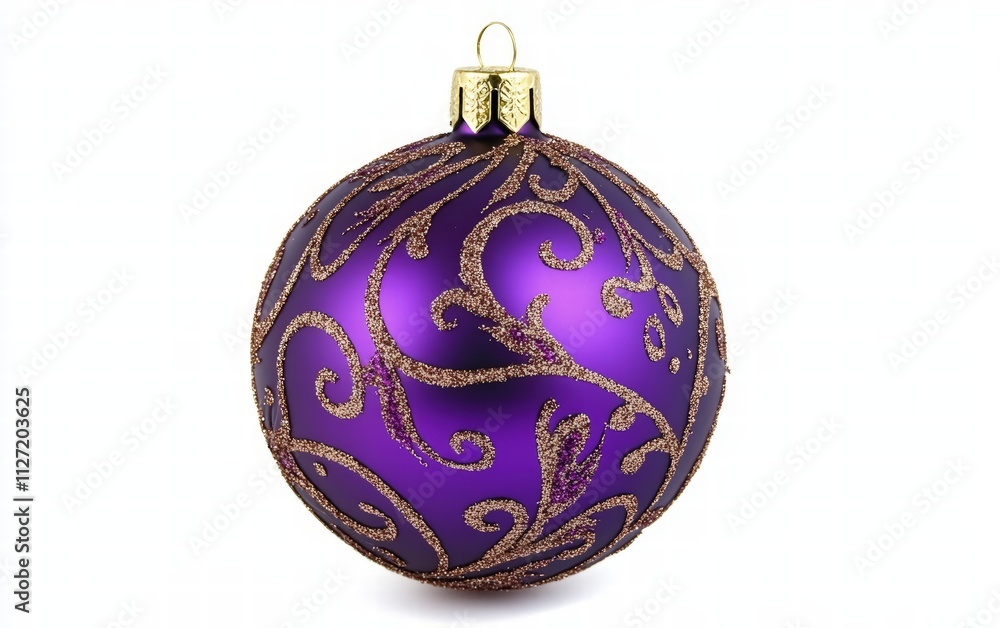 close up purple Christmas ball isolated on white background close up purple Christmas ball isolated on white background