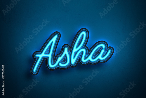 Neon Light Editable Text Effect of Hindi name Asha. photo