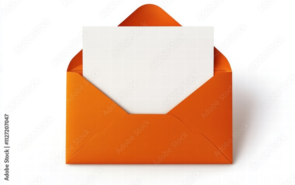 Illustration of an open orange envelope with blank white paper isolated on white background Illustration of an open orange envelope with blank white paper isolated on white background