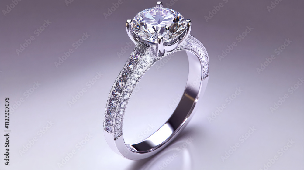 Stunning diamond ring shimmering on a reflective surface, featuring exquisite craftsmanship and elegant design in white gold and platinum Stunning diamond ring shimmering on a reflective surface, featuring exquisite craftsmanship and elegant design in white gold and platinum
